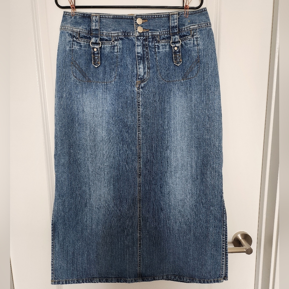 Vintage faded glory maxi denim skirt